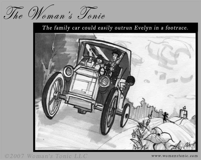 The family car could easily outrun Evelyn in a footrace.